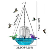 Hanging Bird Bath Fountain, 3-Tier Solar Water Fountain for Hummingbirds, Outdoor Bird Feeder with Blue Glass Basin
