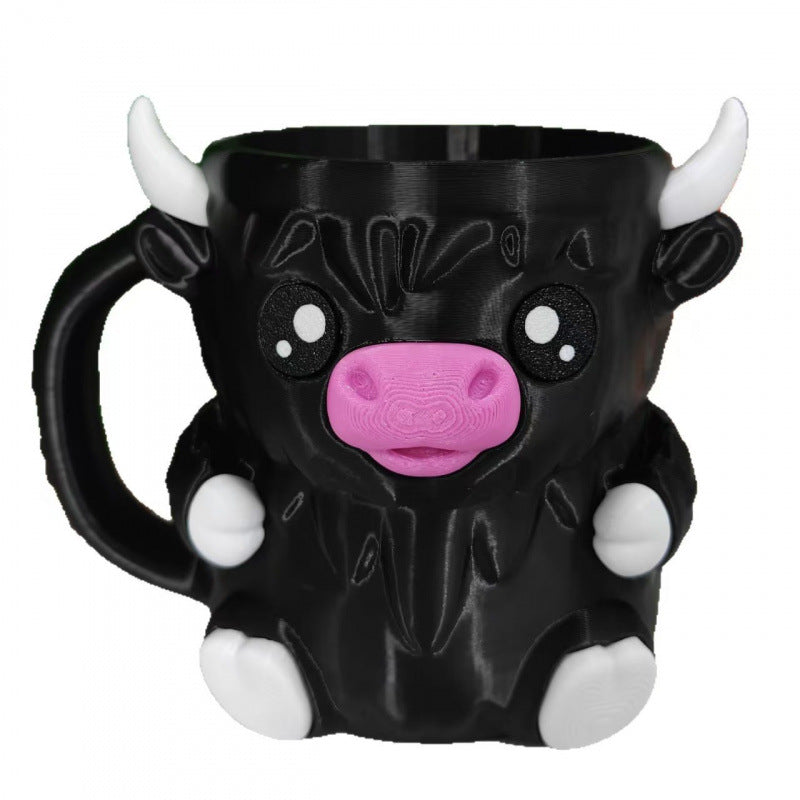 Highland Cow Ice Cream Pint Holder, Cute Silicone Freezer Bowl with Spoon Slots
