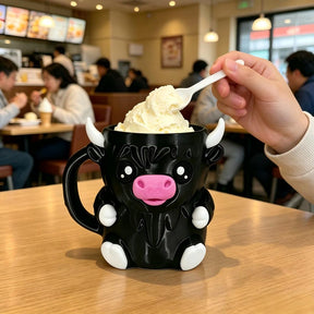 Highland Cow Ice Cream Pint Holder, Cute Silicone Freezer Bowl with Spoon Slots
