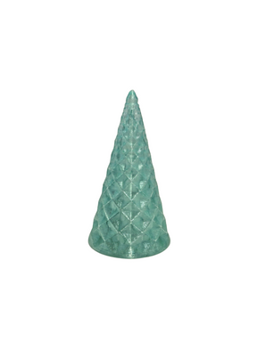 Gold Ribbed Glass Christmas Tree, Unlit Tabletop Decorative Tree for Holiday Display