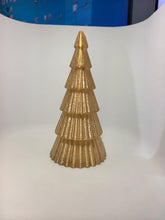 Gold Ribbed Glass Christmas Tree, Unlit Tabletop Decorative Tree for Holiday Display