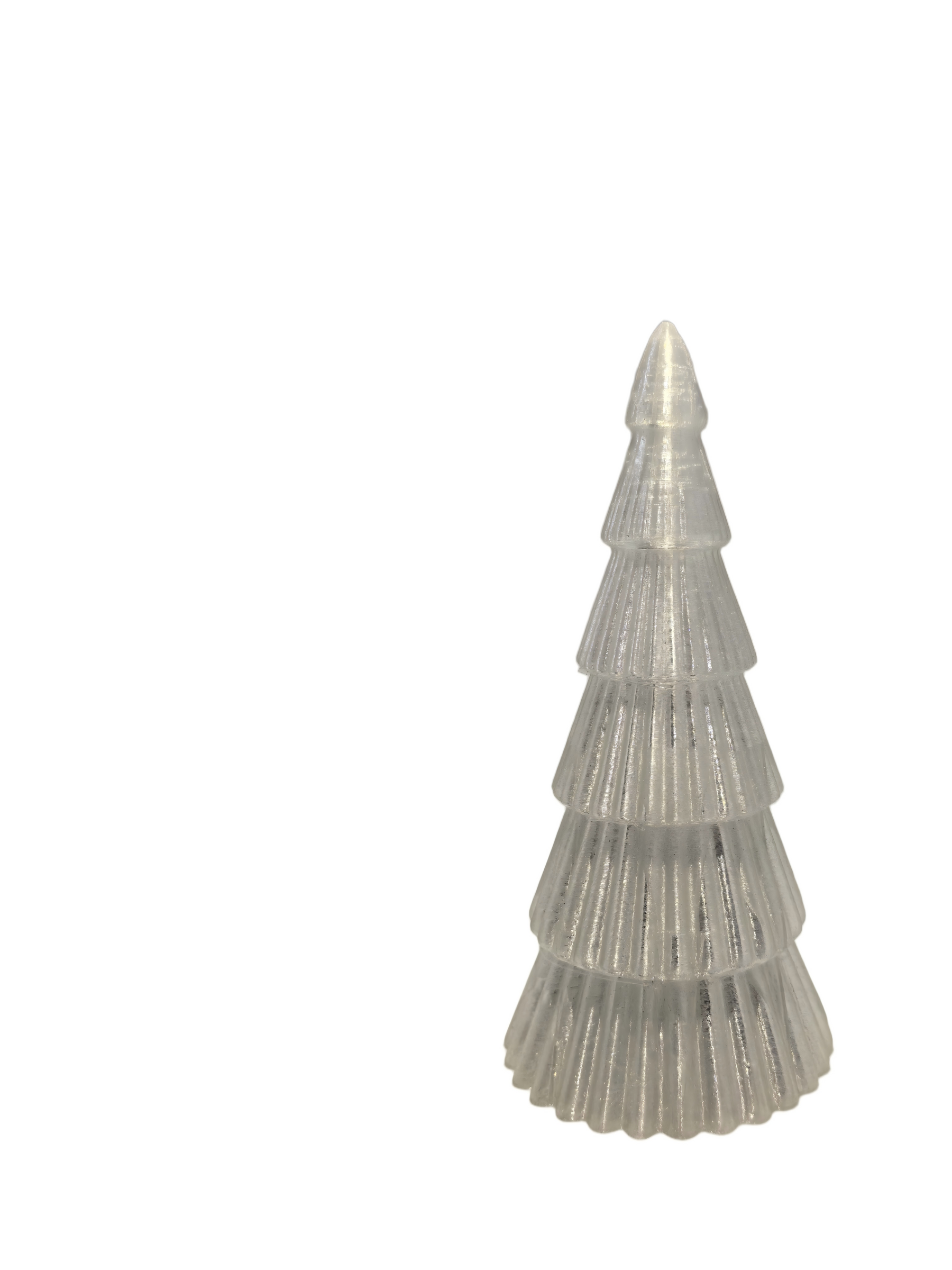Gold Ribbed Glass Christmas Tree, Unlit Tabletop Decorative Tree for Holiday Display