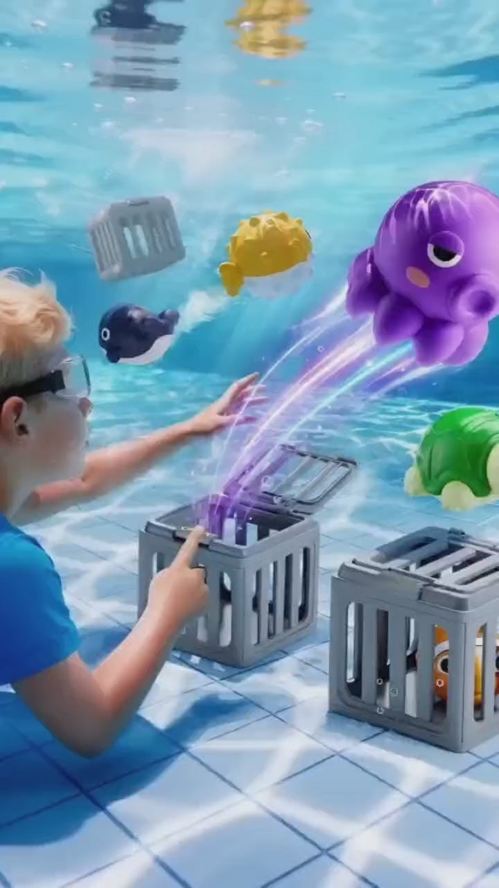 Cage Release Diving Pool Toys, 6pcs Sea Animal Bath Toys for Kids 3+, Summer Underwater Swim Game