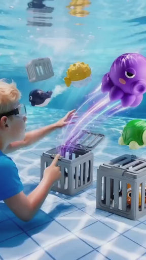 Cage Release Diving Pool Toys, 6pcs Sea Animal Bath Toys for Kids 3+, Summer Underwater Swim Game
